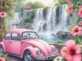 Jigsaw Puzzle «Pink car»