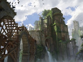Jigsaw Puzzle «The ruins and the waterfall»