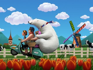 Jigsaw Puzzle «With bear on scooter»
