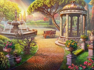 Пазл «Сад с фонтаном»