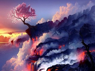 Jigsaw Puzzle «Sakura i lava»