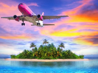 Quebra-cabeça «Airplane above the island»