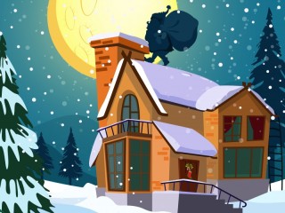 Пазл «Санта на крыше»