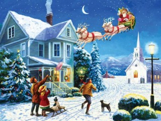 Puzzle «Santa comes flying»