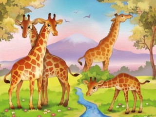 Puzzle «giraffe family»