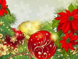 Jigsaw Puzzle «Balls and poinsettia»