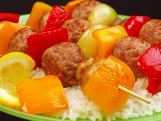 Jigsaw Puzzle «Kebabs and rice»