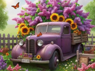 Quebra-cabeça «Lilac car»