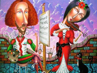 Rompecabezas «Violinist and painter»