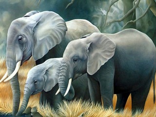 Пазл «Слоны на водопое»