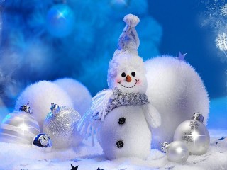 Пазл «Снеговик и шары»