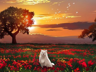 Jigsaw Puzzle «Dog in the field»