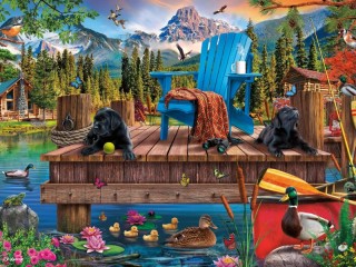 Jigsaw Puzzle «Dogs on the pier»