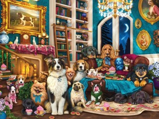 Jigsaw Puzzle «Dogs in the library»