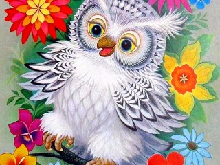 Пазл «Owl and flowers»