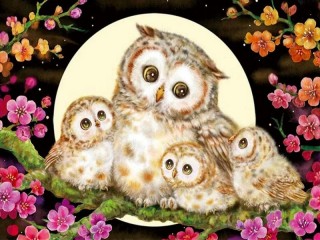 Jigsaw Puzzle «Owl with chicks»