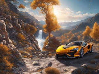 Quebra-cabeça «Sports car in the mountains»