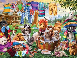 Jigsaw Puzzle «Wash cats and dogs»