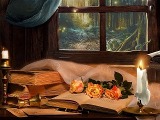 Puzzle «Candles and roses»