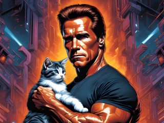 Quebra-cabeça «Terminator and cat»