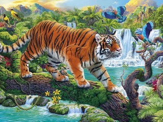 Пазл «Тигр на дереве»