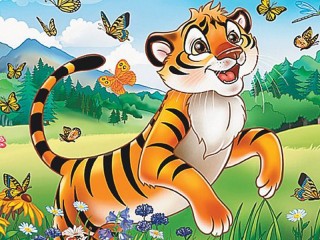 Jigsaw Puzzle «Tiger and butterfly»