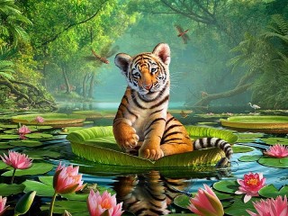 Jigsaw Puzzle «Tiger and Lotus»