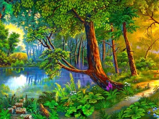 Jigsaw Puzzle «Path by the lake»