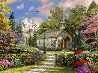 Пазл «Церковь в горах»