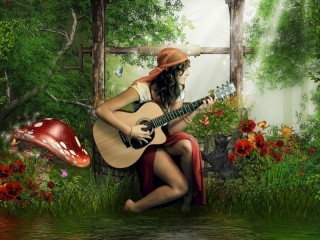 Jigsaw Puzzle «Gipsy-girl with a guitar»