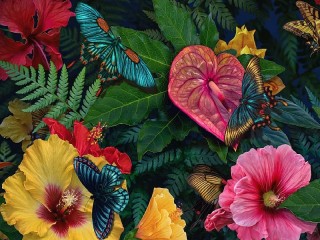 Bulmaca «Flowers and butterflies»