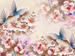Puzzle «Flowers and butterflies»