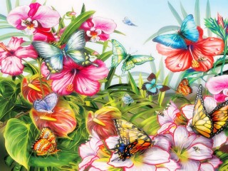 Slagalica «Flowers and butterflies»
