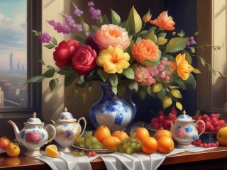 Пазл «Flowers and fruits»