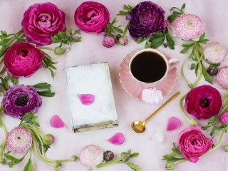 Quebra-cabeça «Flowers and coffee»