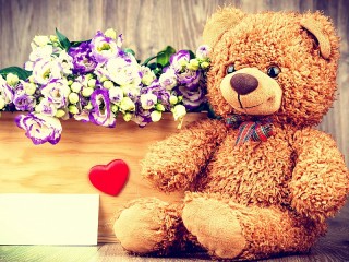 Quebra-cabeça «Flowers and Teddy bear»