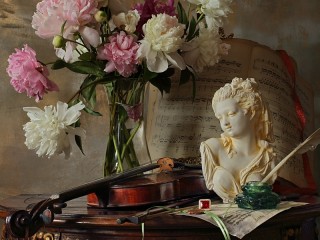 Пазл «Цветы и музыка»
