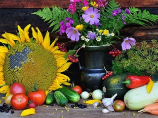 Jigsaw Puzzle «Flowers and vegetables»