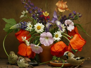 Jigsaw Puzzle «Flowers and birds»