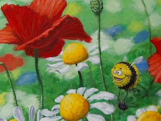 Пазл «Flowers and bumblebee»