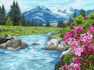 Пазл «Цветы у реки»