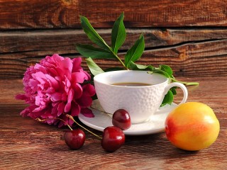 Пазл «Цветок и чай»