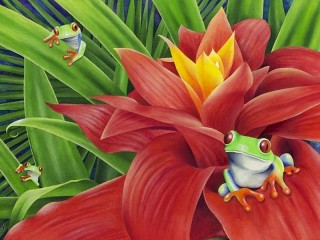 Jigsaw Puzzle «Flower and frogs»