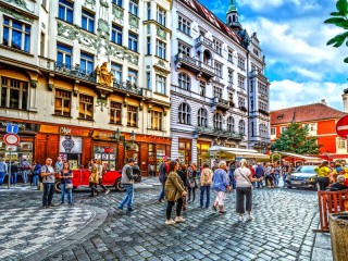 Jigsaw Puzzle «Tourists in Prague»