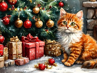 Jigsaw Puzzle «By the Christmas tree»