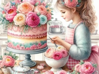 Пазл «Украшаем торт»