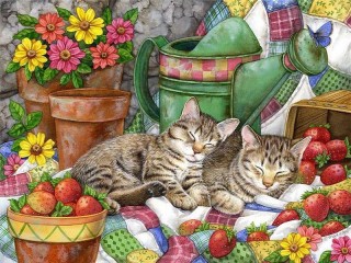 Пазл «Натюрморт с котятами»