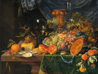 Jigsaw Puzzle «Oysters and fruit»