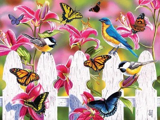 Пазл «Бабочки и птички»