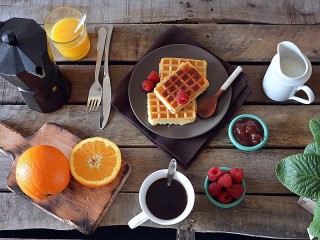 Jigsaw Puzzle «Waffles and coffee»